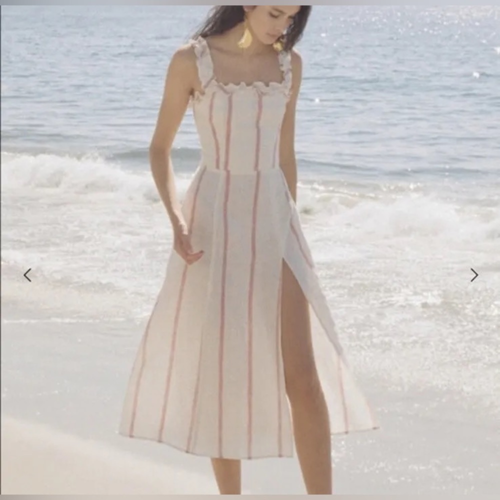 Reformation linen Lavender dress in red licorice